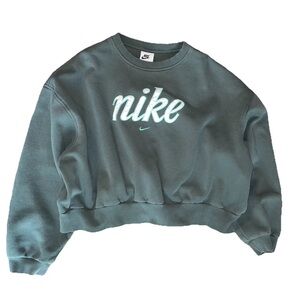 Nike Girl’s Crop Sweatshirt XL Women’s XS Logo Pullover Green
